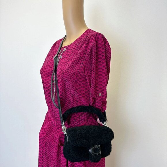 Coach CC444 Pillow Tabby Shoulder Bag 18 In Shearling IN BLACK - Picture 1 of 9